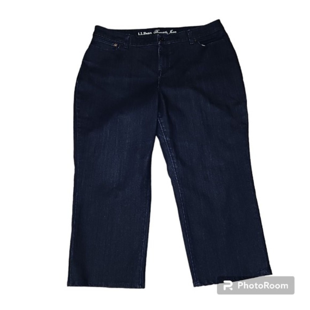 L.L. Bean Women's Favorite Fit‎ Curvy Size 18 P Dark Wash Bootcut Jeans Blue